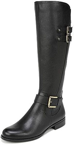 Naturalizer Womens Jessie Knee High Buckle Detail Riding Boots Black Leather 7 M