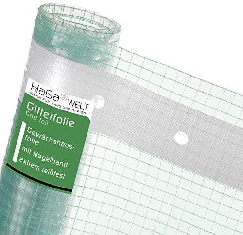 HaGa® Gitterfolie 1,5m x 50m Gewächshausfolie Gewächshausbau Folientunnel Folie - witterungsbeständig - UV-beständig - reißfest