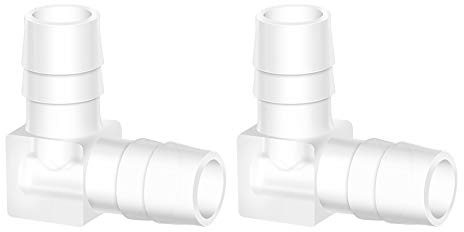 Quickun 5/8 Hose Barb 90 Degree Elbow L Fitting, Plastic 2 Way Equal Barbed Joint Splicer Mender Union Adapter Hose Fitting (Pack of 2)