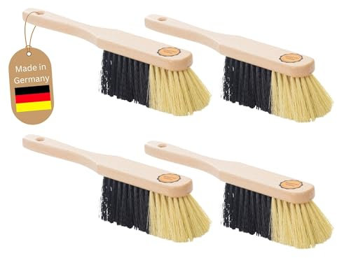 Novaliv 4er Set KUNSTBORSTEN Handfeger Besen weiche Borsten - Schrankbesen Camping Handfeger Auto Besenbürste - Idealer Schneebesen Auto Hand Brush Vorzeltteppich Wohnwagen Handbesen Holz Handkehrer