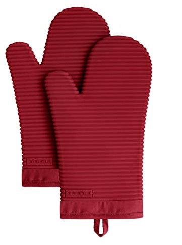 KITCHENAID Ribbed Soft Silicone Oven Mitt 2-Pack Set, 7.5x13, Smoked Paprika