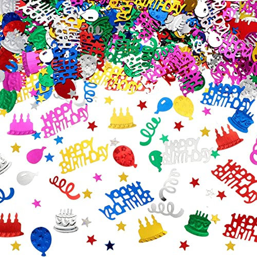 BURGEON Konfetti Geburtstag Tischdeko, Happy Birthday Konfetti Mehrfarbig, Streudeko Geburtstag Deko Mädchen Junge Kinder für Geburtstage Partys, Bunte, 15g