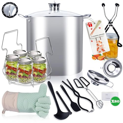 Canning Pot-Canning supplies starter kit, Stainless Steel Canning Tool Kits Set for Beginners, Water bath canner with rack for canning