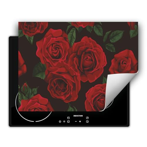 DarHaus Copri piano cottura induzione 80x52 cm copertura per piano cottura vinile - rosso - rose