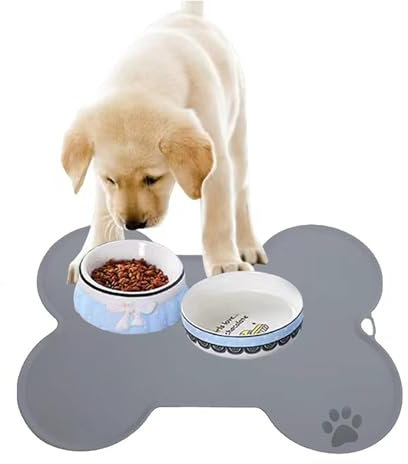 CEASELESLY Haustier futtermatte,WasserdichteSilikon-Futternapf-Matte,Hohen Lippen rutschfeste Katzen- und Hundefuttermatte,für Futternäpfe Wassernapf Futtermatte,leicht zu reinigendes, Grau