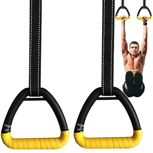 Grapelet Un par de anillos para adultos, equipo de anillos de fitness, anillos de dominadas, anillos de fitness para adultos en casa, sin perforación, cordón para entrenamientos de entrenamiento