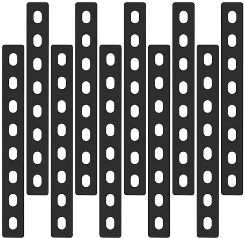 10 Pz Piastra di Giunzione Piana, Staffe Piatte Lamiera Forata, Staffe Piastra di Fissaggio con 8 Foro Fessure, Staffe Perforate Connettore, Lastrina di Giunzione Piatta per Legno (207x24mm)