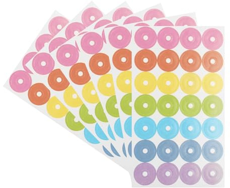 PATIKIL Pegatinas autoadhesivas de refuerzo de agujeros, 560 unidades, etiquetas protectoras de agujeros de carpeta de papel de hojas sueltas para reparación de agujeros de perforación, colores