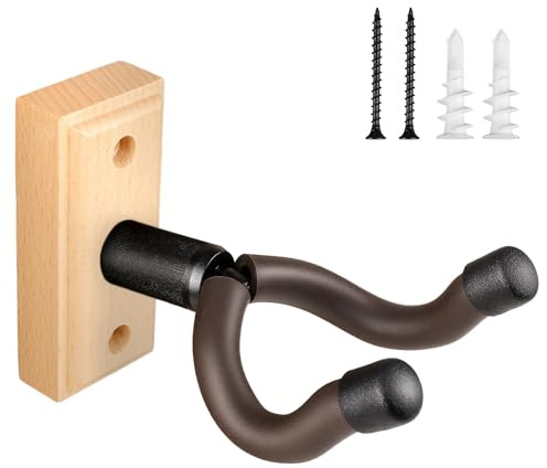 DIDA Support mural pour guitare, support mural en bois massif, accessoire de guitare, crochet rotatif en forme de U pour guitare acoustique, électrique (1, bois de hêtre)