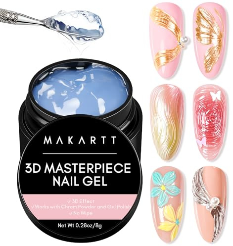 Makartt 3D Nail Gel for Chrome Powder Texture Nail Art Design