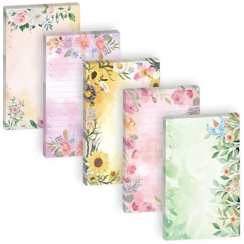 100 Sheets A5 Planner Inserts & Refills - 120GSM Thick Floral Bible Paper, Christian Prayer Journal Replacement Loose Leaf Sheets for 6-Ring Binder Note Taking Diary Graduation