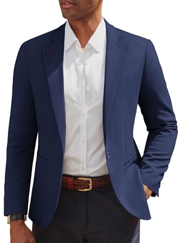PJ PAUL JONES Men's Jackets Casual Sports Coats One Button Blazers Regular Fit Suit Jackets L Navy Blue