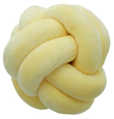 XIUsheUA Cojín Anudado a Mano Cojín Redondo con Nudo, Tejido a Mano, Suave y Afelpado, Ideal for Sala de Estar(Yellow 28cm)