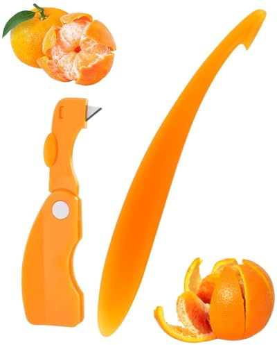 JEXOWIQ 2PCS Arancione Peeler,Sbuccia Arance,Eplucheur di Agrumi Efficace per Sbucciatore d'Arancia e Altri Agrumi,Utensile Pratico per Multifunctional Peeler Knife per Cucina e Vita Quotidiana