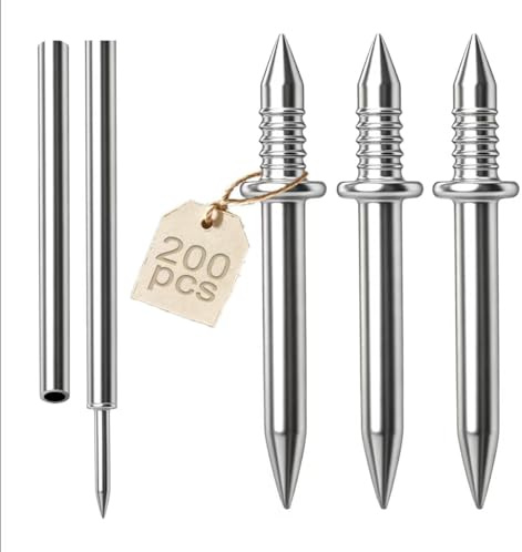 PDKKFF 200 Clavos de Doble Cabeza, Clavos Sin Costuras con Doble Cabeza para Zócalos, Tornillos de Seguridad Invisibles para Decoración del Hogar con 2 Herramientas