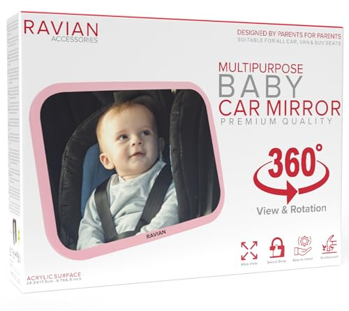 Espejo de Coche para Bebé para Asiento Trasero, Lo Más Seguro para Recién Nacidos con Vista Trasera, A Prueba de Romper, Ajustable para Ver Característica Trasera para Bebés, Niños y Mascotas