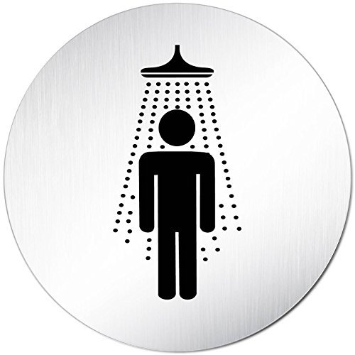 'Targhetta per porta pittogramma Uomo Doccia in alluminio (anodizzato) circa 100 mm Ø