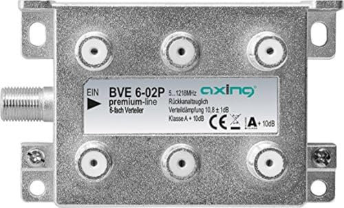 Axing BVE 6-02P 6-fach BK-Verteiler für Kabelfernsehen Multimedia Digital-TV 5-1218 MHz F-Anschluss metall