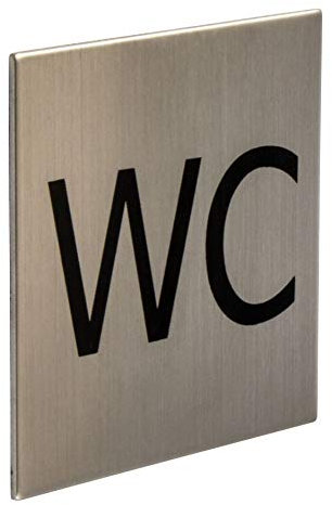 Gedotec selbstklebende Edelstahl Toiletten-Schild - WC-Symbol für Zimmertüren | Matt gebürstet | 75 x 75 mm | 1 Stück