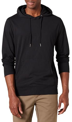Amazon Essentials Herren Leichter Kapuzenpullover aus Jersey, Schwarz, XL