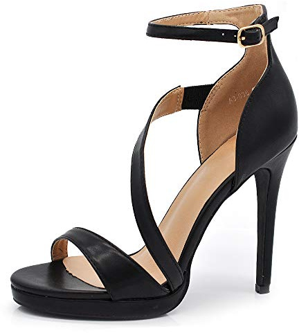 Scarpe da Donna Sandali A Fascia da Cerimonia Matrimonio Tacco Alto Plateau A3-036 Nero N.40