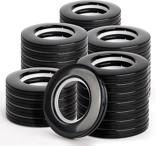 WCIC 32 PCS Gardinenringe Gardinen Ösen Kunststoff Vorhangringe Vorhangösen Schlagösen Ösen Stoffoesen Kunststoffösen 40mm DIY Ringe für Fenstervorhang, Duschvorhang, Umkleideraum Türvorhänge Schwarz