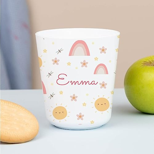 Wanapix | Bicchieri per Bambini | Bicchiere Personalizzato di Plastica Infrangibile | Ritorno a scuola/asilo | Senza BPA | Tazza per Bambini | 235ml | Sole