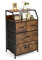 COSTWAY Kommode mit 4 Schubladen, Sideboard mit 4 faltbaren Stoffschubladen & Metallrahmen, Aufbewahrungsschrank industriell für Wohnzimmer Schlafzimmer, 60 x 39 x 96cm