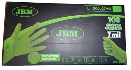 GUANTES VERDES DESECHABLES DE NITRILO - TALLA: L - 7,0MIL (100 UDS.) TEXTURA DIAMANTE