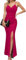 Missufe Robe de soirée pour femme - Robe de soirée - Robe portefeuille - Bretelles spaghetti - Sans manches - Fente - Robe de cocktail - Maxi longue - Robe de bal de mariage, Rose chaud, L