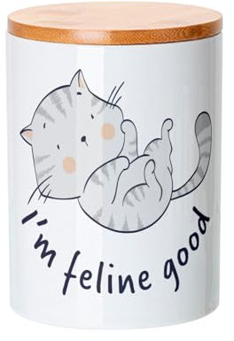 Fabulous Keramiktopf mit Deckel Bambus - I'm Feline Gute Katze Haustiere Zeichnung - 739 ml (25 oz) - Topf