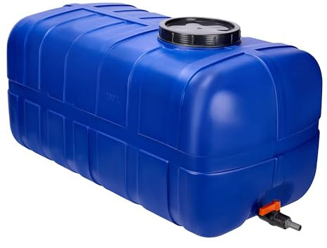 Garronda Tanica 280L Acqua con Rubinetto – Serbatoio Acqua Piovana e Potabile in Plastica HDPE Alimentare, Contenitore con Coperchio a Vite per Esterno, Camper, Orto, Uso Agricolo GD-0098, Blu