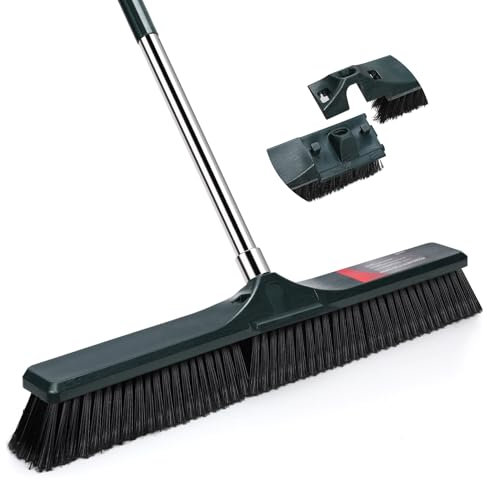 Myiosus Balai Exterieur, 60 cm Grand Balai Exterieur Terrasse avec 140cm Réglable Longue Manche, Balais Extérieur de Jardin Industriel pour Nettoyer Routes, Patio, Garage, Béton, Gazon