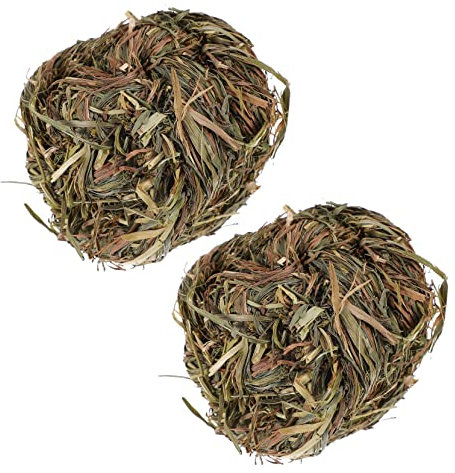 GRIRIW 2pcs Rabbit Grass Ball Chew Toy Treats for Small Pets Hamster Guinea Pig Chinchilla Natural Willow Balls