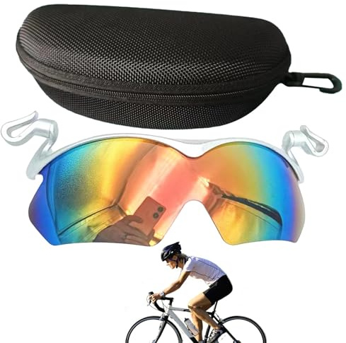 Gafas de sol con clip para hombre, gafas de sol polarizadas de viaje, gafas de protección UV, accesorios deportivos, gafas protectoras para conducir y correr, Marco plateado/película roja, Refer to