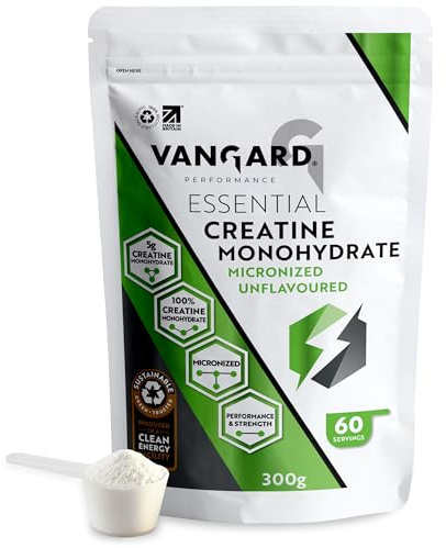 Creatine Monohydrate - 100% Pure Micronised Creatine Powder for Strength, Power & Muscle Growth Supplement, Unflavoured, Vegan & Easy-Mix (300g - 60 Servings)