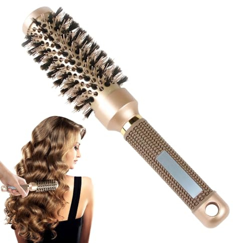 Round Hair Brush Blow Drying Brush,1 PCS Nano Thermal Ceramic & Ionic Tech Round Brush with Boar Bristles for Hair Drying,Curling & Straightening