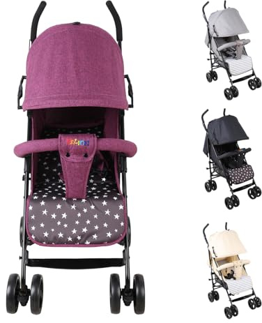 Kinderwagen Buggy, Reisebuggy mit Liegefunktion für Kinder ab 6 Monaten bis 15 kg, Buggy Klein Zusammenklappbar mit 360° Räder Einkaufskorb Sonnenverdeck Geräumiger Sitz, Kinderbuggy (Lila)