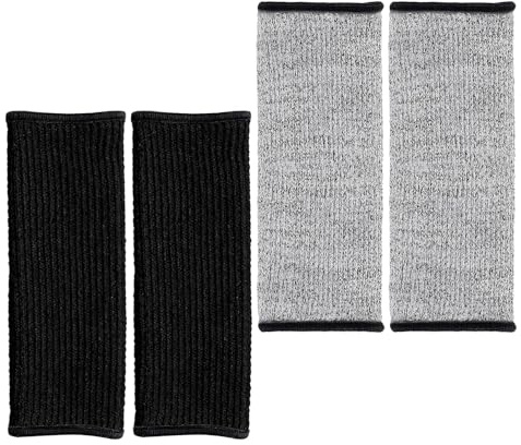 Yardenfun 2 Paia Manicotti Antitaglio Resistenti per Avambracci Protezione Flessibile e Traspirante per Saldatura Giardinaggio Cucina Difesa da Calore Punture e Morsi da Grigio e Nero