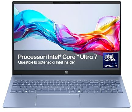 HP OmniBook 5 16-af1003sl, Notebook, (Intel Core Ultra 7 255U AI PC, 24GB RAM, 1TB SSD, Windows 11), Lavoro d'ufficio avanzato, Multitasking, Computer portatile, Tastiera Italiana QWERTY, Blu