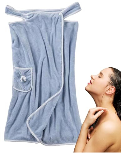 Genérico Toalla Envolvente para Mujer - Albornoz De Ducha para Mujer | Talla De Baño De Lana De 80x135 Cm, Vestido Cruzado con Bolsillo | Tolla De Baño De Ducha Usable Envuelve La Cubierta De Nataci