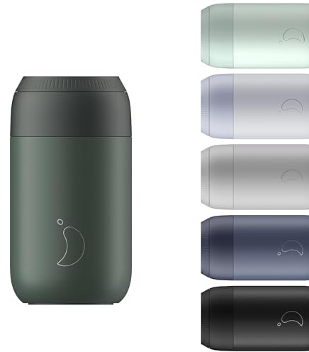 Chilly's Series 2 Coffee Cup - Tight seal, No Sweating - BPA-Free Stainless Steel - Reusable - Double Walled, Vacuum Insulated - Pine Green, 340ml