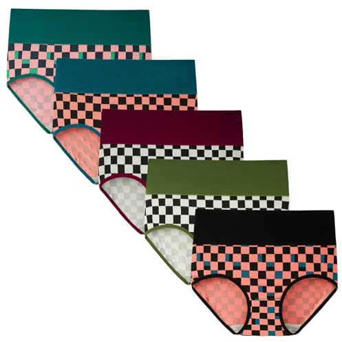 Innersy Trosor för dam i bomull, stretchiga trosor med hög midja, mjuka underkläder, 5-pack
