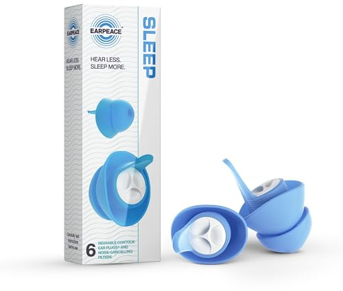 EARPEACE Sleep Earplugs - Noise Reduction Ear Plugs up to 30dB Rating - Reusable Earplugs for Sleep and Dimming Ambient Noise - Small and Standard Size (Small Size)
