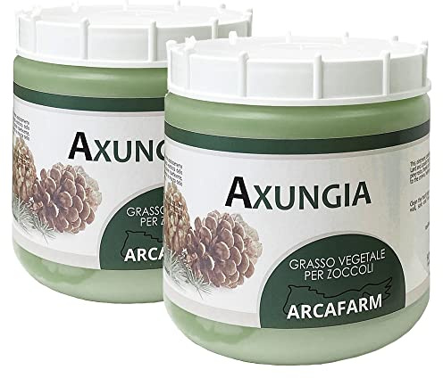 2 Pezzi Grasso per Zoccoli Cavalli 1 lt, Verde, unguento per crescita riparazione protezione e cura dello zoccolo dei cavalli, stalloni, puledri, fattrici, pony, shetland, asini, 100% Made in Italy