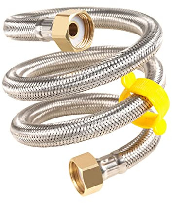 Qrity 2 Pieces G 1/2 x G 1/2 Stainless Steel Braided Hose Flexible Water Plumbing Pipe for Bathroom Toilet Taps Kitchen Sink Water Inlet Hoses, 200cm