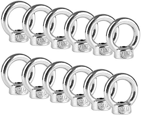 12 tuercas anulares M6, 304 ojales de acero inoxidable, tuerca de ojal, tuercas anulares, ojales de hardware para dispositivos de elevación, accesorios de montaje de cuerda, accesorios de elevación