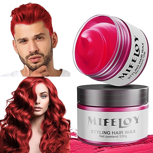 4,23 Unzen Rot Temporäre Haartönung, Red Instant Hair Cream Mud, Natürliche Haarfarbe Frisur Pomade, Unisex Styling Haartone Wax, 120g Haar Wachs für Party Cosplay Halloween Weihnachten