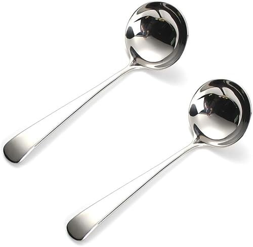 superwinger 18/10 Stainless Steel Gravy Ladle Sauce Soup Spoon Heavy Duty for Small Dishes,7.6 inch (2pcs)