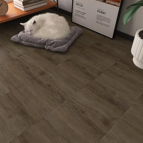 LaCheery 36 Pezzo Pavimento in PVC Adesivo Effetto Legno 30cm x 30cm PVC Adesivi Pavimento Legno Marrone Rovere Impermeabile Rivestimento Pavimenti Autoadesivo per Cucina Parquet Adesivo Rovere